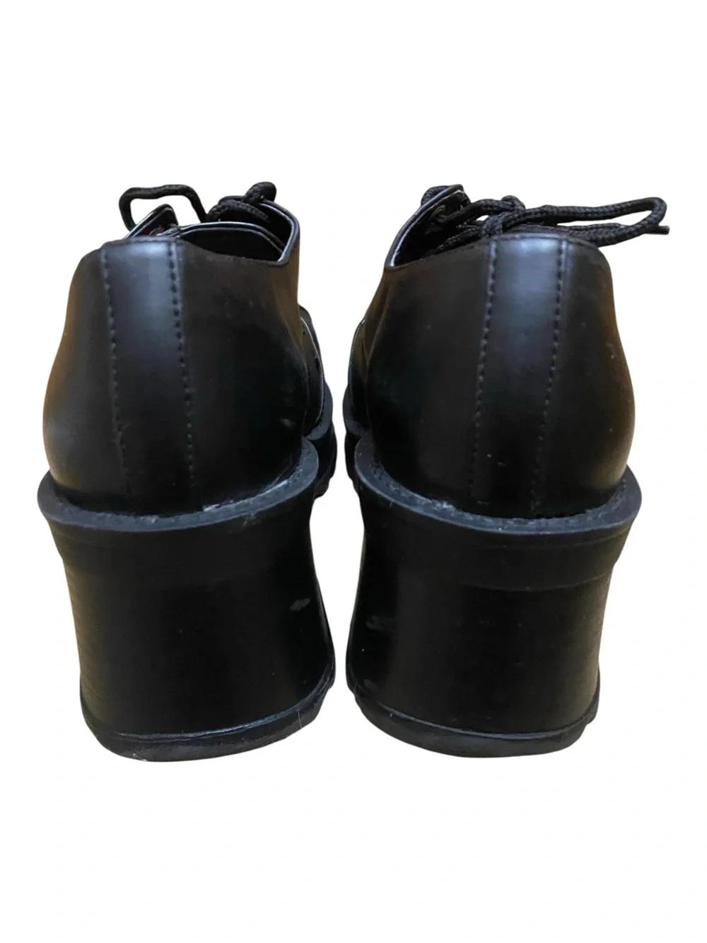 Demonia Womens Trump-101 Black Tall Loafer Shoes Stomp Goth Chunky